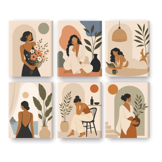 6 Mini-Gemälde | Slow Life Set - Malen nach Zahlen