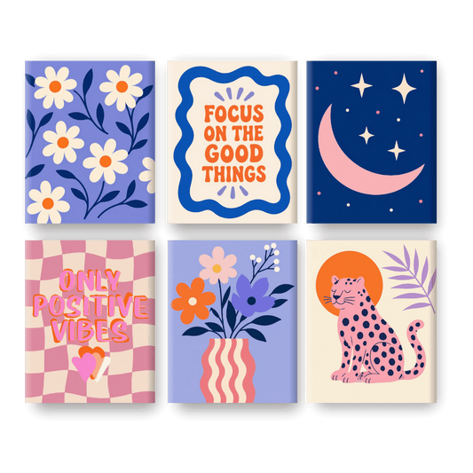 6 Mini-Gemälde | Positive-Vibes-Set - Malen nach Zahlen