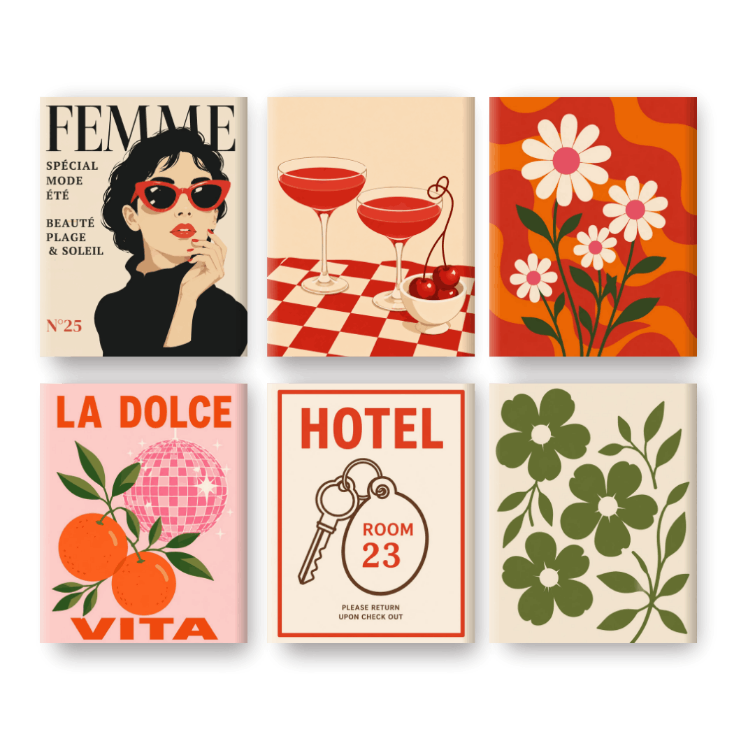 6 Mini-Gemälde | Joie de Vivre Set - Malen nach Zahlen