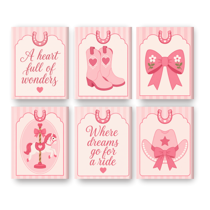 6 Mini-Gemälde | Cowgirl Set - Malen nach Zahlen