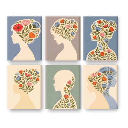 6 Mini-Gemälde | Blumen Mind Set - Malen nach Zahlen