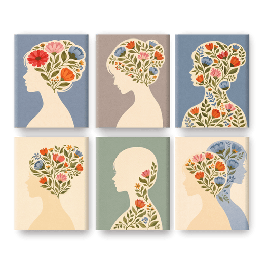 6 Mini-Gemälde | Blumen Mind Set - Malen nach Zahlen