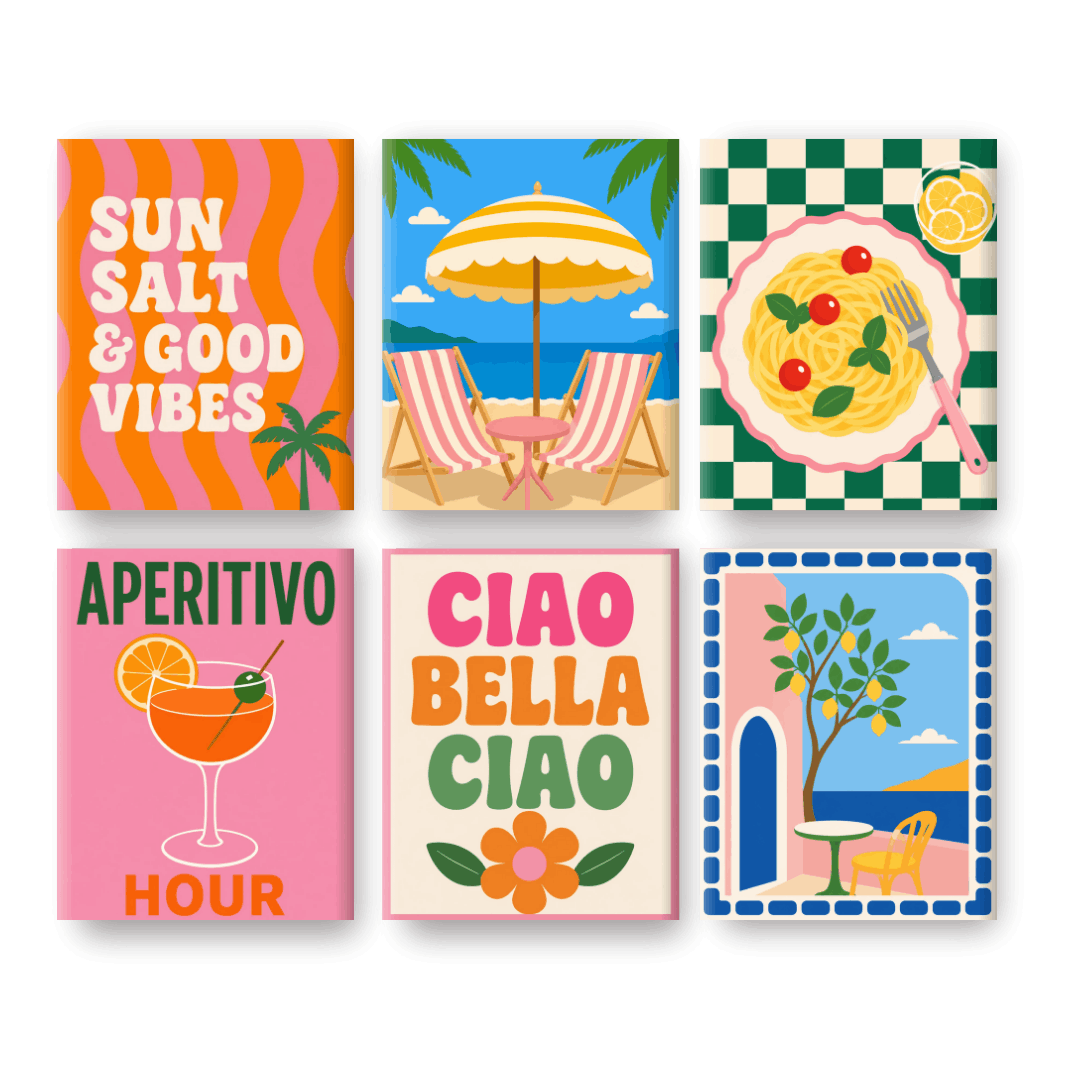 6 Mini-Gemälde | Amalfi Auszeit Set - Malen nach Zahlen