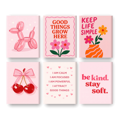 6 Mini-Gemälde | Rosa Farbpalette Set - Malen nach Zahlen