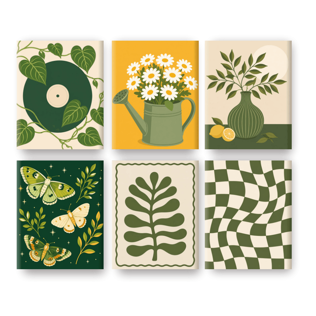 6 Mini-Gemälde | Mondbeschienener Garten Set - Malen nach Zahlen