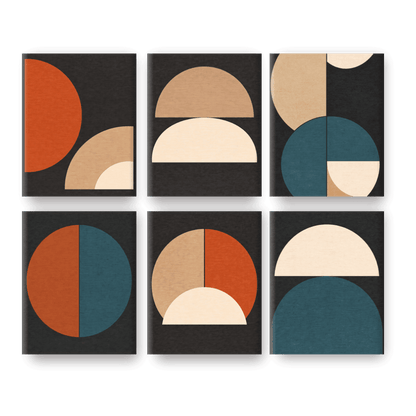 6 Mini-Gemälde | Moderne Formen Set - Malen nach Zahlen