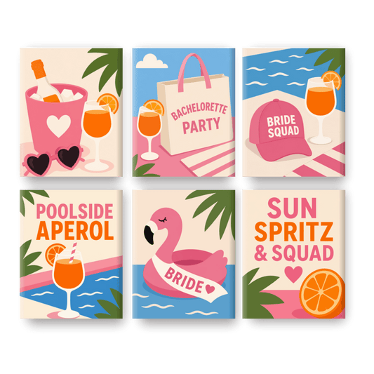 6 Mini-Gemälde | Aperol Mädelsabend Set - Malen nach Zahlen
