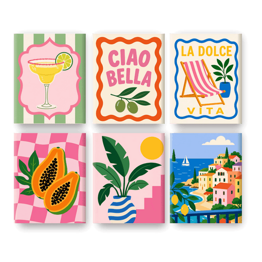 6 Mini-Gemälde | La Dolce Vita Momente Set - Malen nach Zahlen