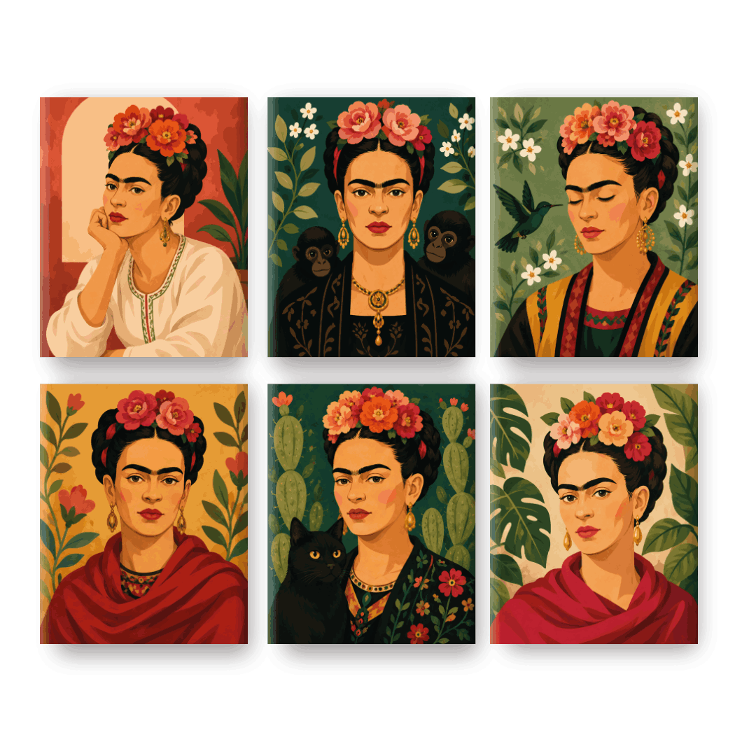 6 Mini-Gemälde | Viva Frida Set - Malen nach Zahlen
