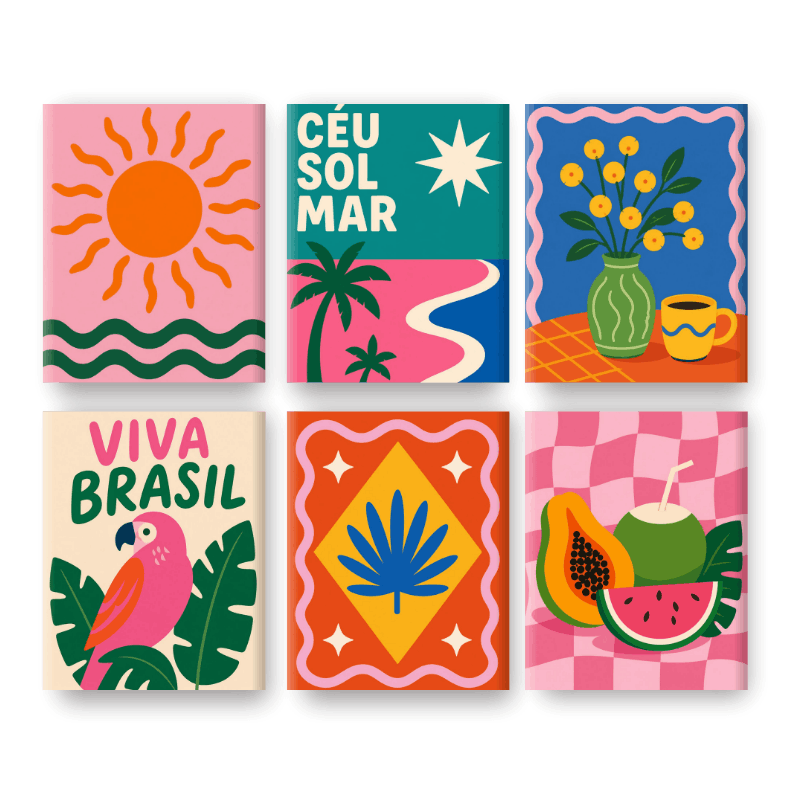 6 Mini-Gemälde | Viva Brasilien Set - Malen nach Zahlen
