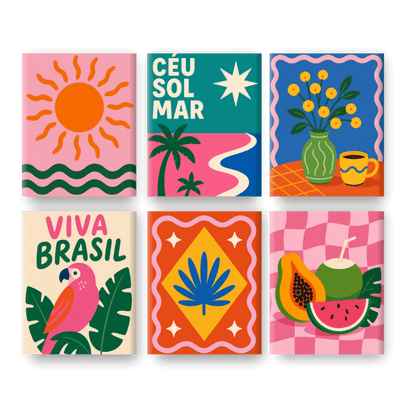 6 Mini-Gemälde | Viva Brasilien Set - Malen nach Zahlen