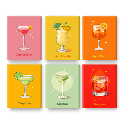 6 Mini-Gemälde | Happy Hour Set - Malen nach Zahlen