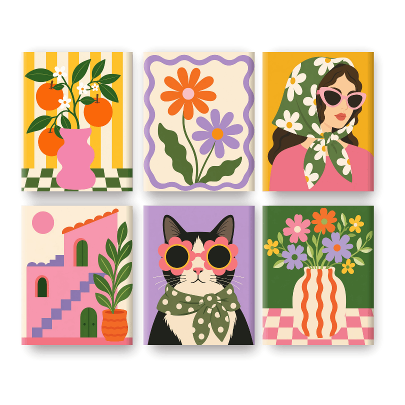 6 Mini-Gemälde | Gänseblümchen Mädchen Set - Malen nach Zahlen