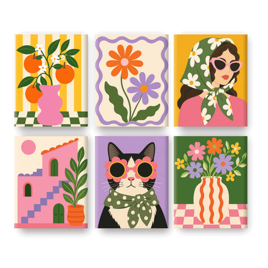 6 Mini-Gemälde | Gänseblümchen Mädchen Set - Malen nach Zahlen