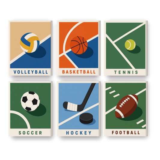 6 Mini-Gemälde | Sportposter Set - Malen nach Zahlen