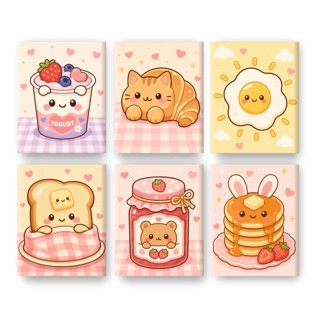 6 Mini-Gemälde | Kawaii Süßigkeiten Set - Malen nach Zahlen