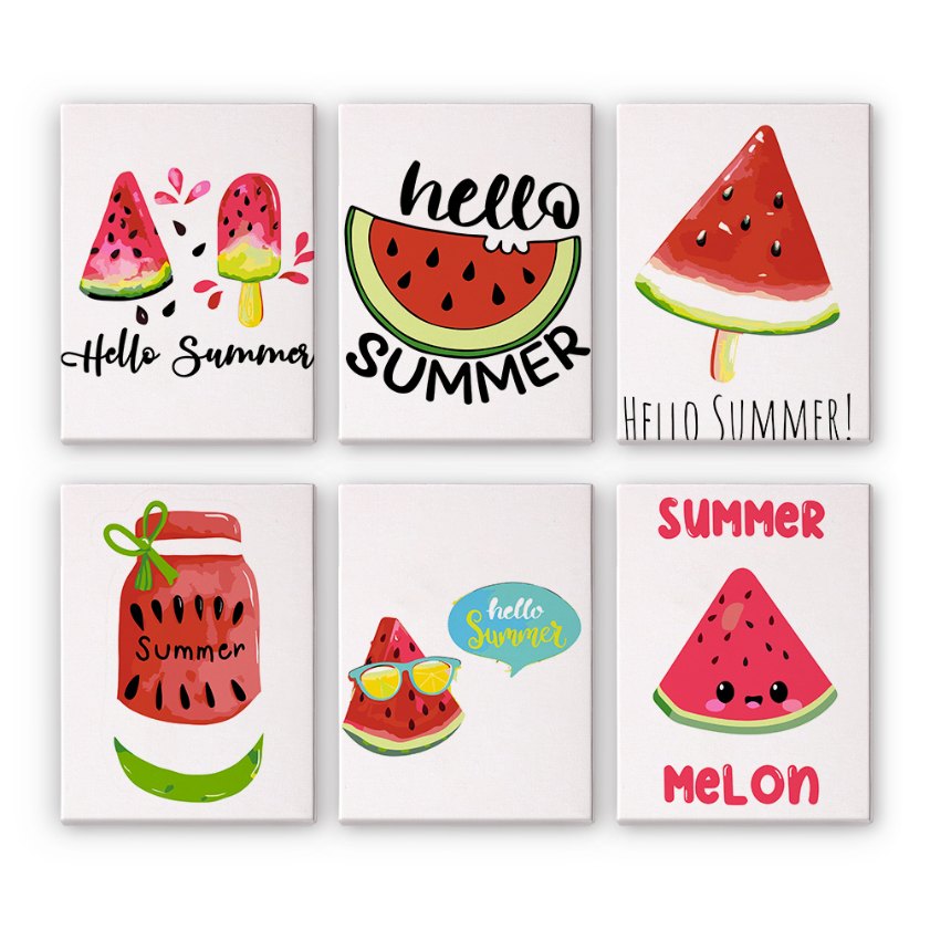 Malen nach Zahlen – 6 Mini-Gemälde | Summer Melon Set-Malen nach zahlen