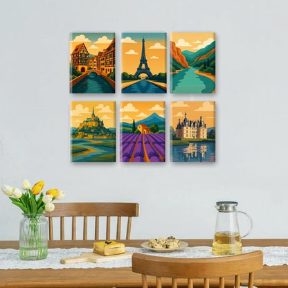 6 Mini-Gemälde | Französische Landschaften Set
