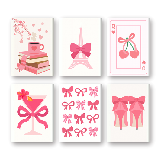 6 Mini-Gemälde | Pink Vibes Set-Malen nach zahlen
