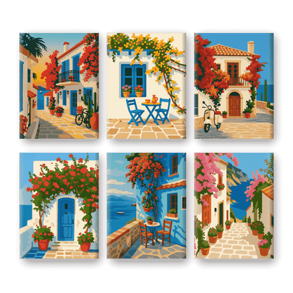 6 Mini-Gemälde | Mediterranes Set-Malen nach zahlen