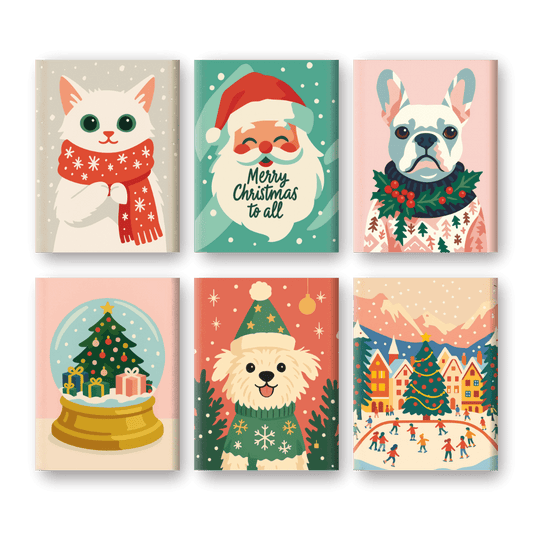 6 Mini-Gemälde | Kaltes Weihnachts Set-Malen nach zahlen