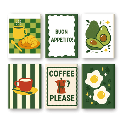 6 Mini-Gemälde | Avocado & Frühstücks Set-Malen nach zahlen