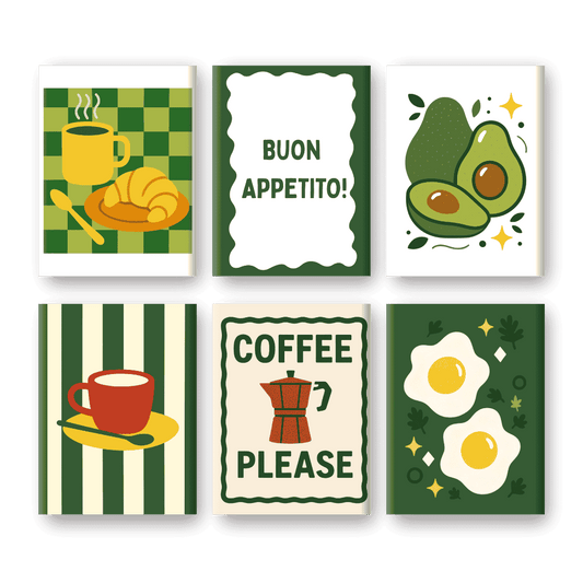 6 Mini-Gemälde | Avocado & Frühstücks Set-Malen nach zahlen