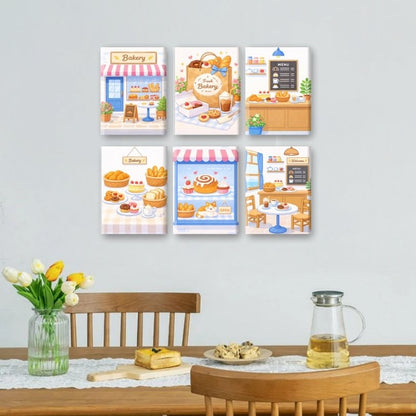 6 Mini-Gemälde | Bäckerei Set