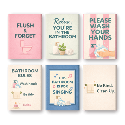6 Mini-Gemälde | Badezimmer-Zitate Set-Malen nach zahlen