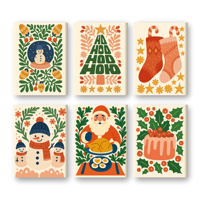 6 Mini-Gemälde | Wunderschönes Weihnachts-Set-Malen nach zahlen