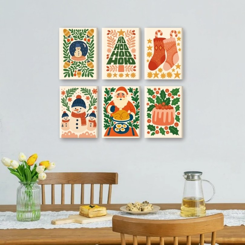 6 Mini-Gemälde | Wunderschönes Weihnachts-Set