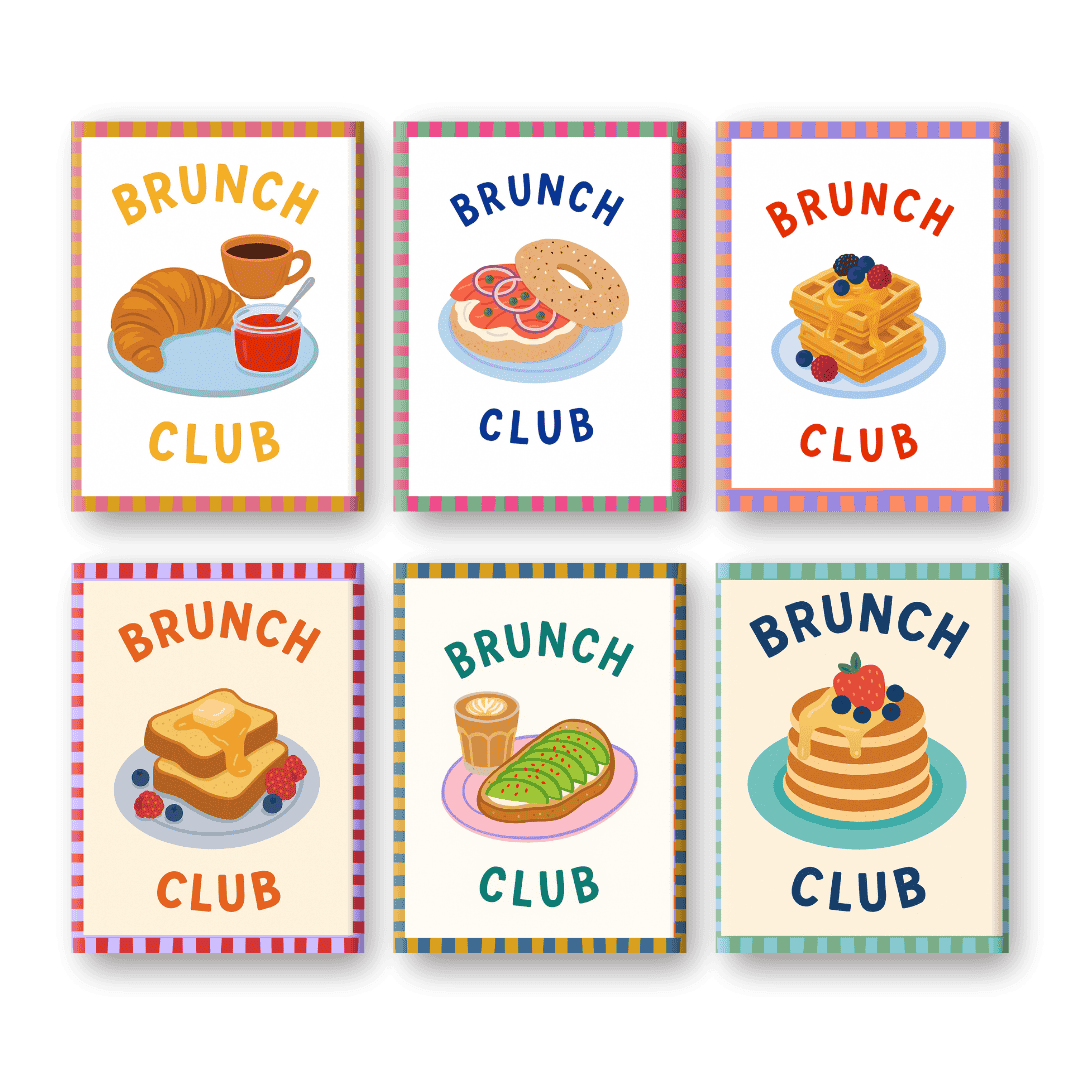 6 Mini-Gemälde | Brunchclub Set-Malen nach zahlen