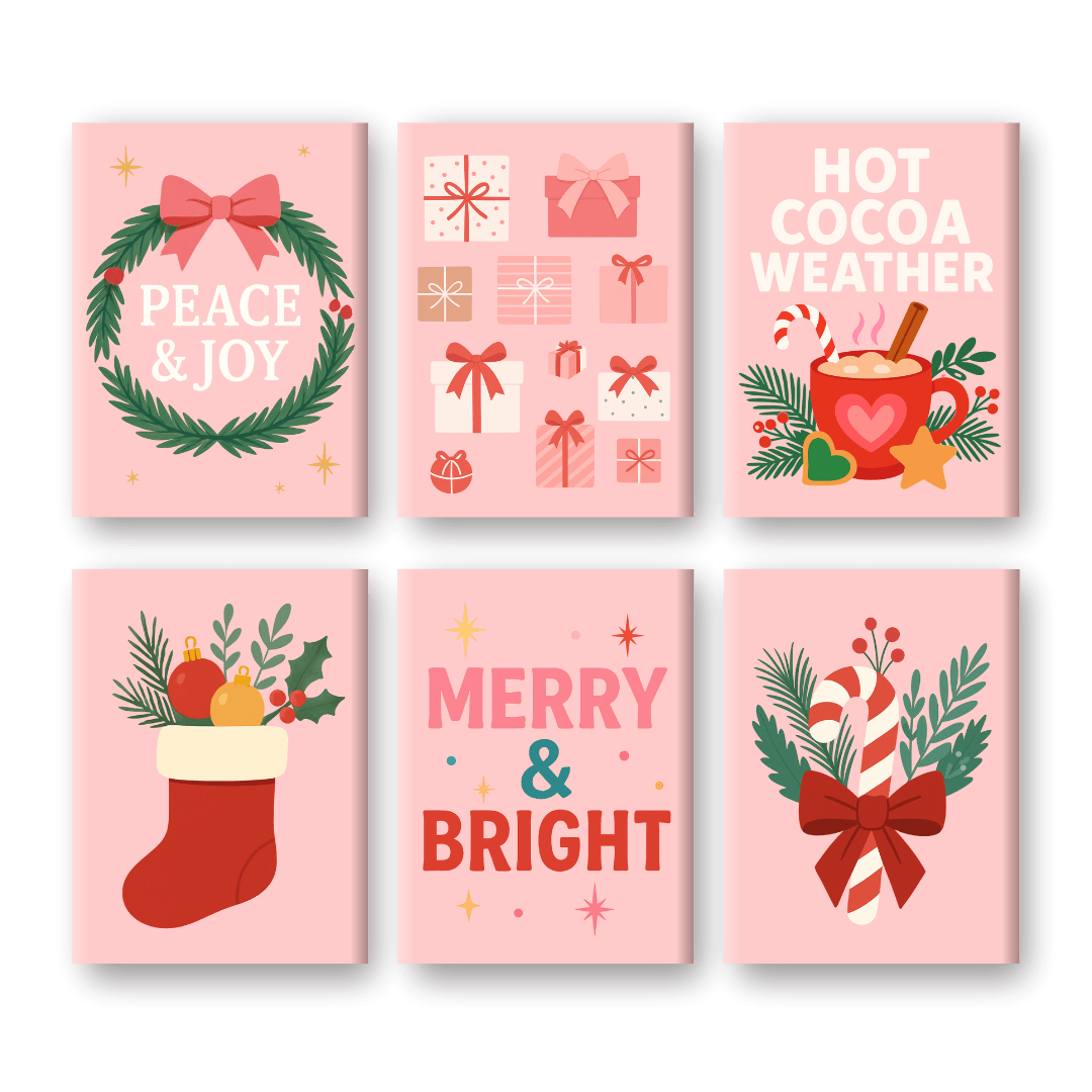 6 Mini-Gemälde | Weihnachtssaison Set-Malen nach zahlen
