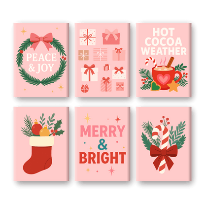 6 Mini-Gemälde | Weihnachtssaison Set-Malen nach zahlen