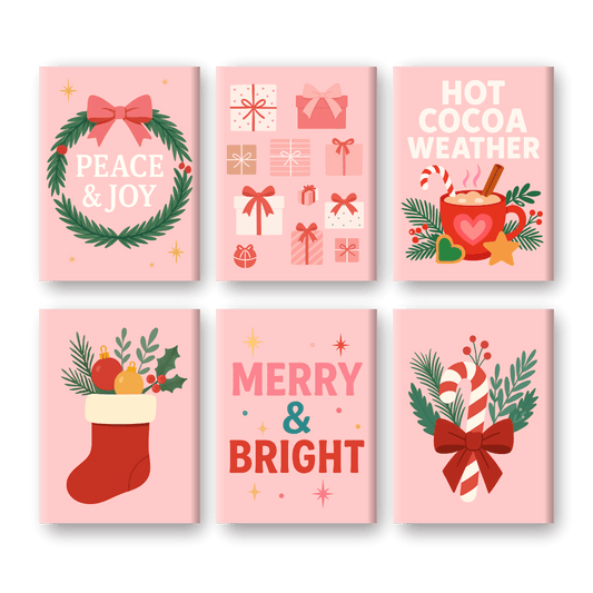 6 Mini-Gemälde | Weihnachtssaison Set-Malen nach zahlen