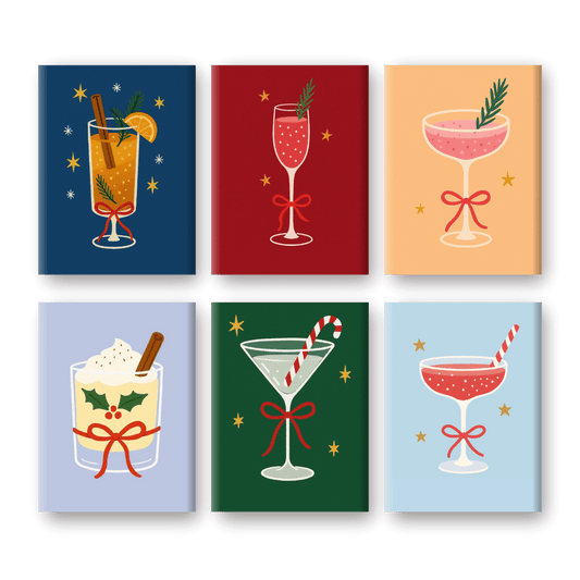 6 Mini-Gemälde | Klassische Weihnachtscocktails Set-Malen nach zahlen