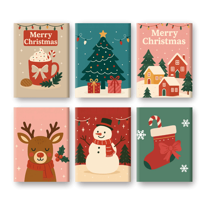 6 Mini-Gemälde | Klassisches Weihnachts Set-Malen nach zahlen