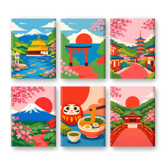6 Mini-Gemälde | Klassisches Japan Set-Malen nach zahlen
