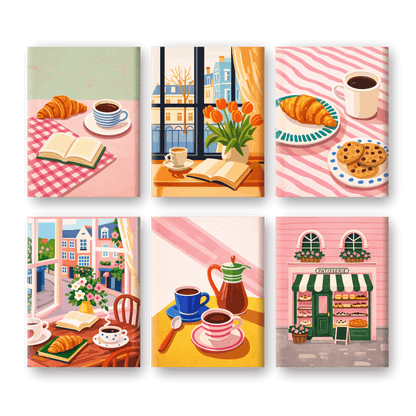 6 Mini-Gemälde | Kaffee Momente Set-Malen nach zahlen