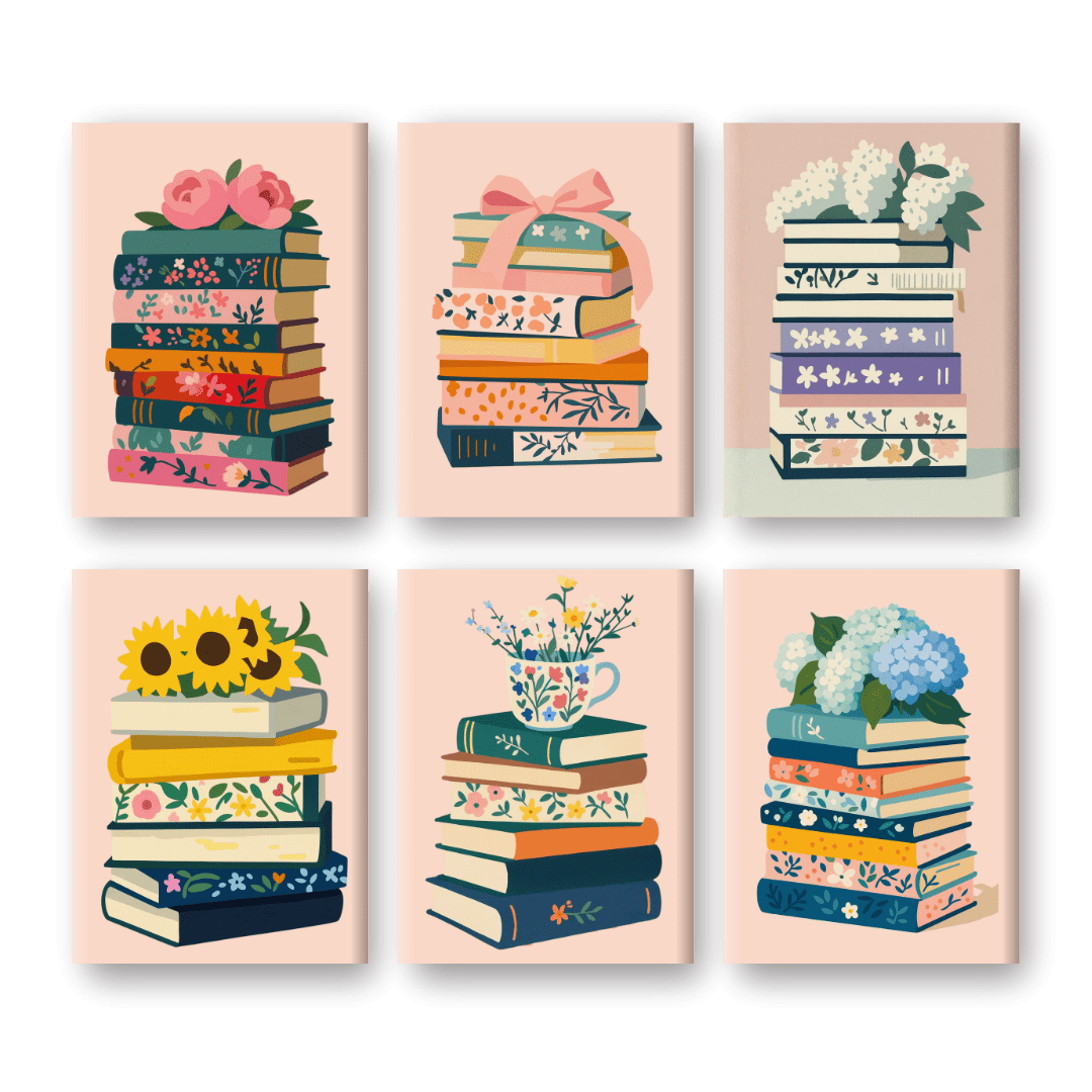 6 Mini-Gemälde | Bunte Bücher Set-Malen nach zahlen