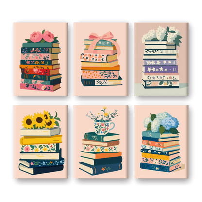 6 Mini-Gemälde | Bunte Bücher Set-Malen nach zahlen
