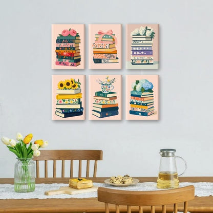 6 Mini-Gemälde | Bunte Bücher Set