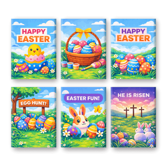 6 Mini-Gemälde | Buntes Ostern Set-Malen nach zahlen