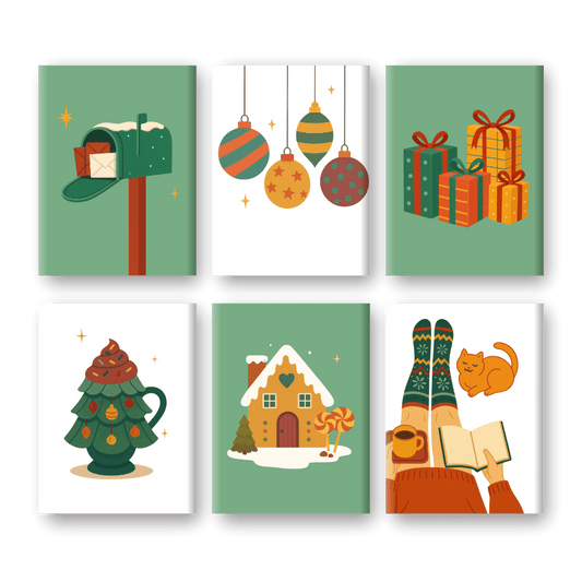 6 Mini-Gemälde | Gemütliche Weihnachtssaison Set-Malen nach zahlen