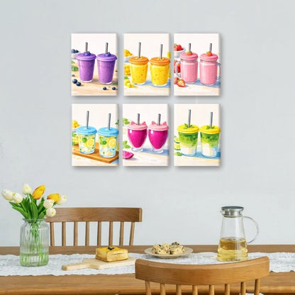 6 Mini-Gemälde | Frisches Smoothie Set