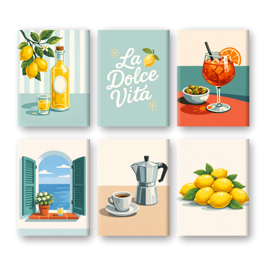 6 Mini-Gemälde | Dolce Vita Set-Malen nach zahlen