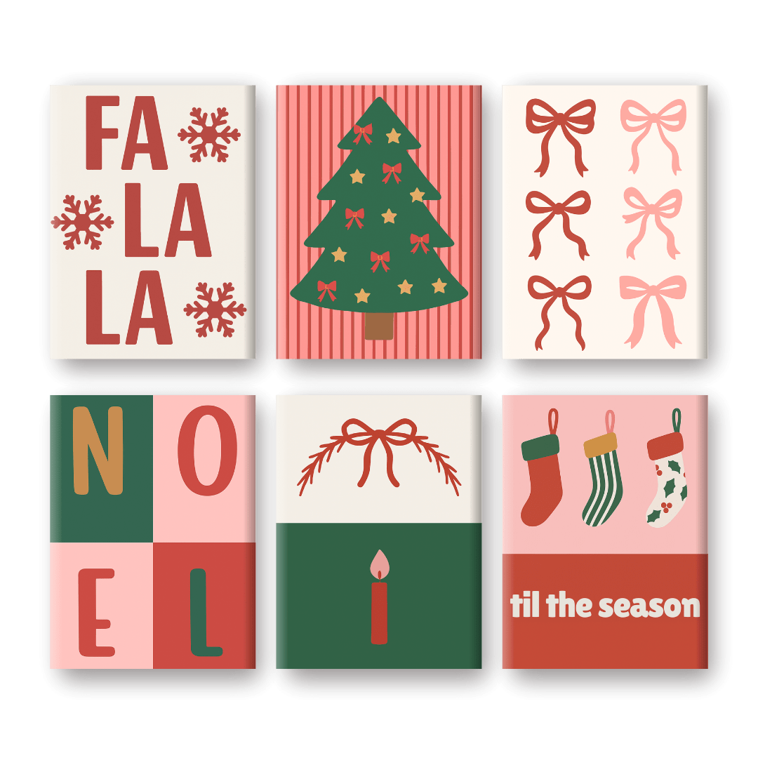 6 Mini-Gemälde | Fa La La Weihnachts Set-Malen nach zahlen