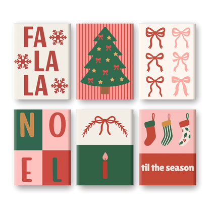 6 Mini-Gemälde | Fa La La Weihnachts Set-Malen nach zahlen