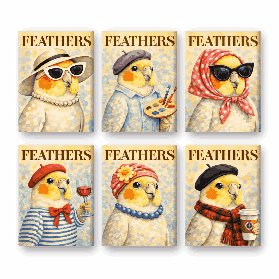 6 Mini-Gemälde | Feathers Set-Malen nach zahlen