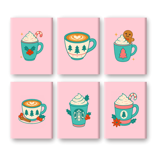 6 Mini-Gemälde | Festliche Becher Set-Malen nach zahlen